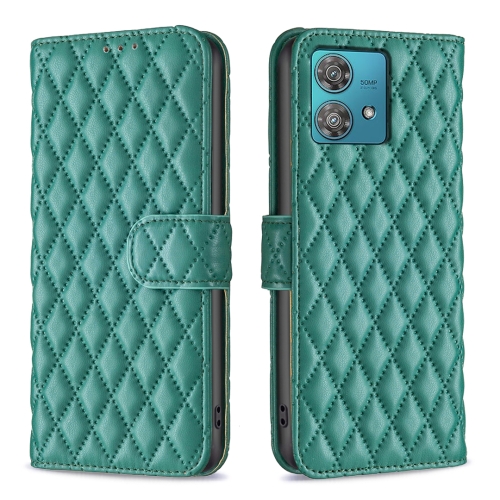 For Motorola Edge 40 Neo Diamond Lattice Wallet Flip Leather Phone Case(Green)