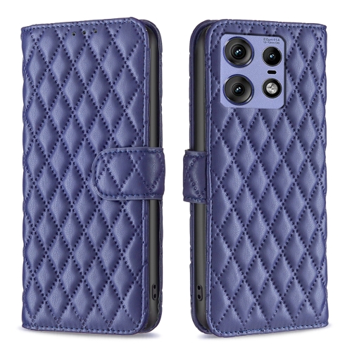 

For Motorola Edge 50 Pro 5G Diamond Lattice Wallet Flip Leather Phone Case(Blue)