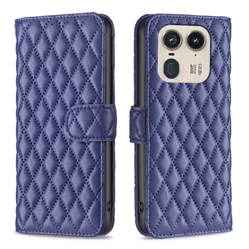 

For Motorola Edge 50 Ultra Diamond Lattice Wallet Flip Leather Phone Case(Blue)