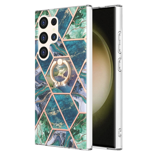 Para Samsung Galaxy S24 Ultra 5G Empalme Flor de mármol IMD Caja