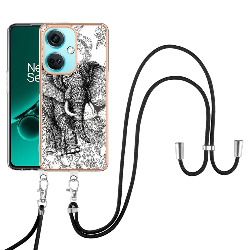 

For OnePlus Nord CE 3 Lite 5G / Nord N30 Electroplating Dual-side IMD Phone Case with Lanyard(Totem Elephant)