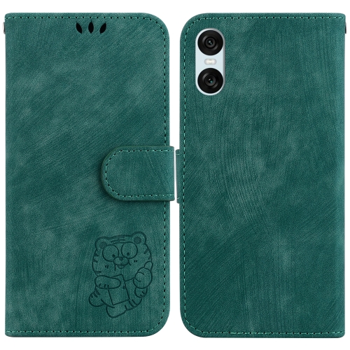 

For Sony Xperia 10 VI Little Tiger Embossed Leather Phone Case(Green)