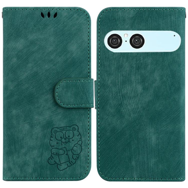 

For Sony Xperia 10 VII Little Tiger Embossed Leather Phone Case(Green)