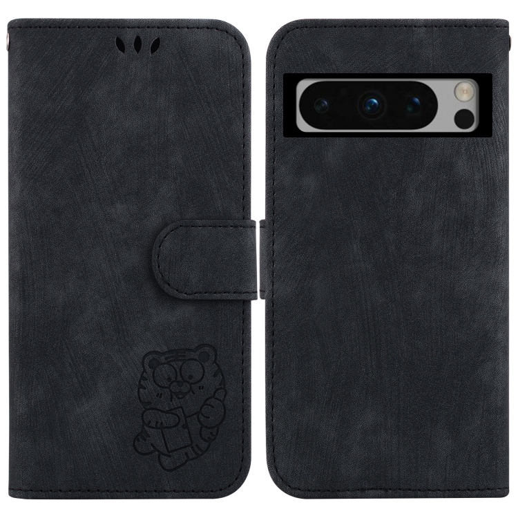 

For Google Pixel 8 Pro Little Tiger Embossed Leather Phone Case(Black)