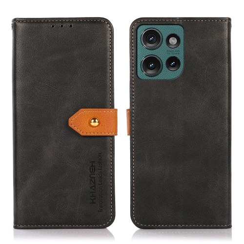 

For Motorola Edge 50 5G Global KHAZNEH Dual-color Cowhide Texture Flip Leather Phone Case(Black)