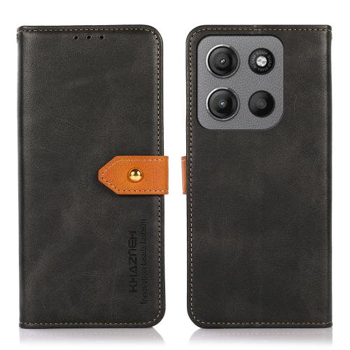 

For Motorola Moto G15 4G / G05 KHAZNEH Dual-color Cowhide Texture Flip Leather Phone Case(Black)