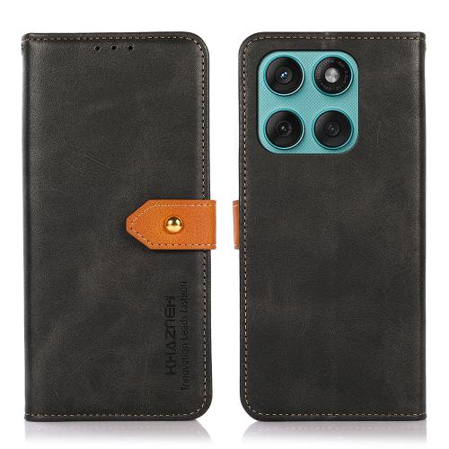 

For Motorola Edge 60 Fusion KHAZNEH Dual-color Cowhide Texture Flip Leather Phone Case(Black)