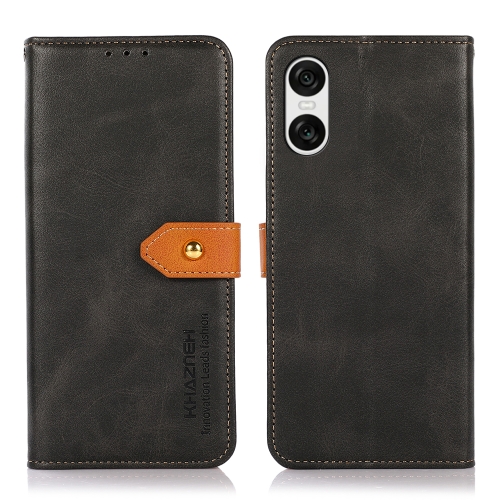 

For Sony Xperia 10 VI KHAZNEH Dual-color Cowhide Texture Flip Leather Phone Case(Black)