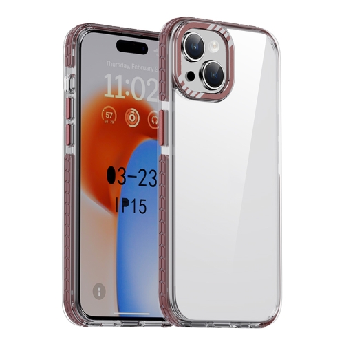 

For iPhone 15 iPAKY MT Series Transparent PC+TPU Phone Case(Dark Red)