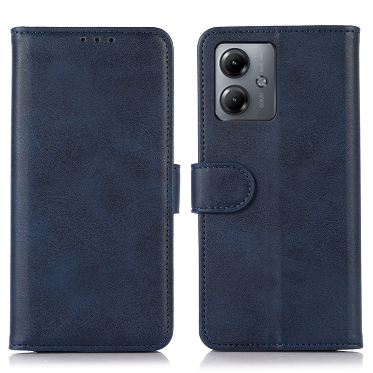 

For Motorola Moto G14 4G Cow Texture Leather Phone Case(Blue)