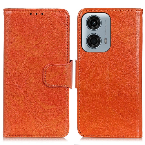 For Motorola Moto G24 Power Nappa Texture Flip Leather Phone Case(Orange) for motorola moto g84 5g colored drawing pattern leather phone case plum blossom