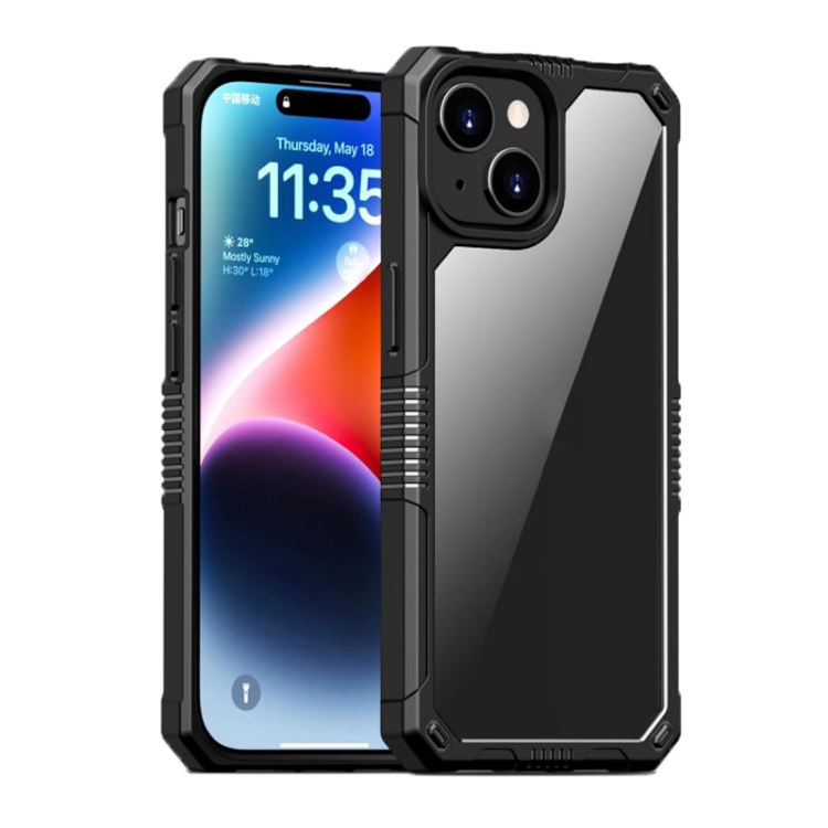 

For iPhone 15 Plus iPAKY Guard Series Transparent PC+TPU Phone Case(Black)