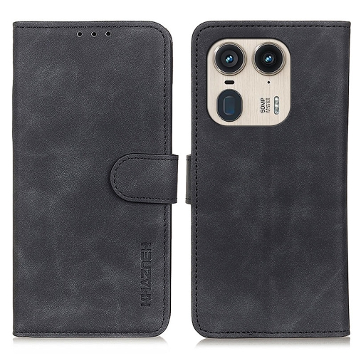 

For Motorola Edge 50 Ultra KHAZNEH Retro Texture Leather Phone Case(Black)