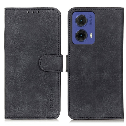 

For Motorola Moto G85 KHAZNEH Retro Texture Leather Phone Case(Black)