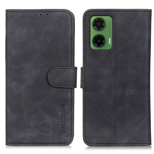 

For Motorola Moto G35 5G KHAZNEH Retro Texture Leather Phone Case(Black)