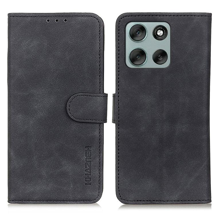 

For Motorola Moto G86 5G KHAZNEH Retro Texture Leather Phone Case(Black)