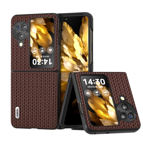 

For OPPO Find N3 Flip ABEEL Genuine Leather Luxury Series Phone Case(Coffee)