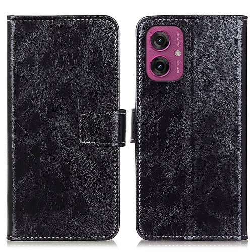 

For Motorola Moto G55 5G Retro Crazy Horse Texture Leather Phone Case(Black)