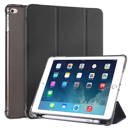 

For iPad Air / Air 2 / 9.7 (2017) & (2018) 3-folding Horizontal Flip PU Leather + Shockproof TPU Case with Holder & Pen Slot(Black)