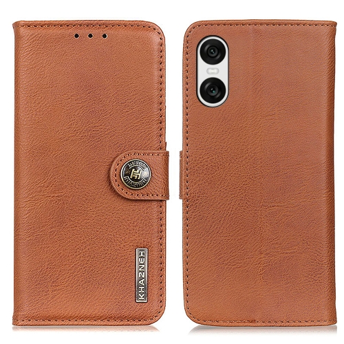 

For Sony Xperia 10 VI KHAZNEH Cowhide Texture Horizontal Flip Leather Phone Case(Brown)
