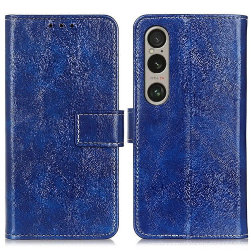 

For Sony Xperia 1 VI Retro Crazy Horse Texture Horizontal Flip Leather Phone Case(Blue)