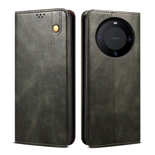 

For Huawei Mate 60 Pro Oil Wax Crazy Horse Texture Leather Phone Case(Green)