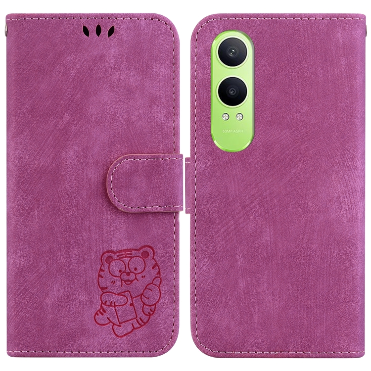 

For OnePlus Nord CE4 Lite Little Tiger Embossed Leather Phone Case(Rose Red)