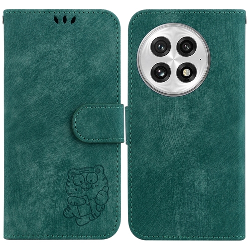 

For OnePlus 13 Little Tiger Embossed Leather Phone Case(Green)