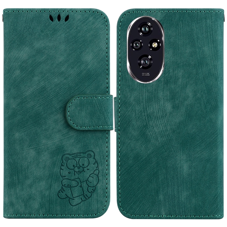 

For Honor 200 Little Tiger Embossed Leather Phone Case(Green)