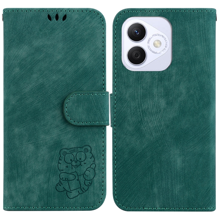 

For Honor X60i Little Tiger Embossed Leather Phone Case(Green)