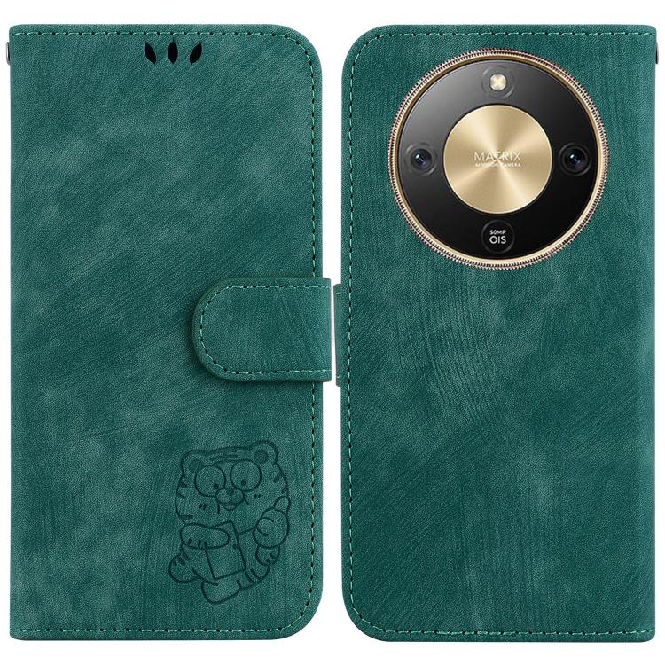 

For Honor X70 5G Little Tiger Embossed Leather Phone Case(Green)