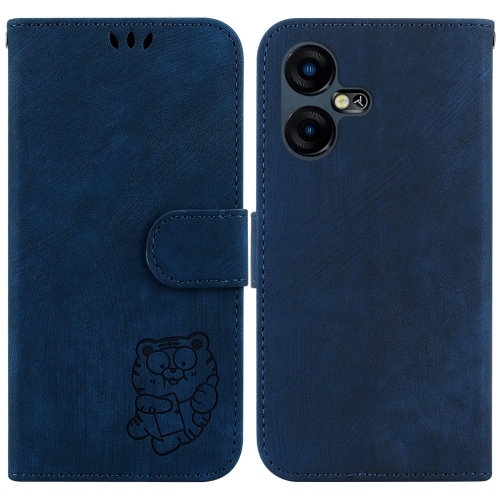 

For Tecno Pova Neo 3 Little Tiger Embossed Leather Phone Case(Dark Blue)