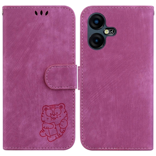 

For Tecno Pova Neo 3 Little Tiger Embossed Leather Phone Case(Rose Red)