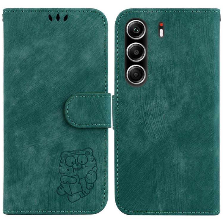 

For Tecno Camon 40 Pro 4G Little Tiger Embossed Leather Phone Case(Green)