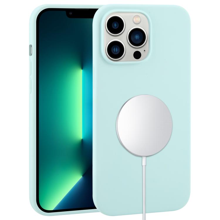 

For iPhone 13 Pro Liquid Silicone Full Coverage MagSafe Phone Case(Cyan)