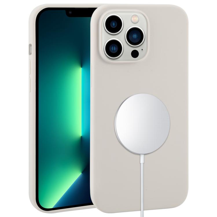 

For iPhone 13 Pro Liquid Silicone Full Coverage MagSafe Phone Case(Light Grey)