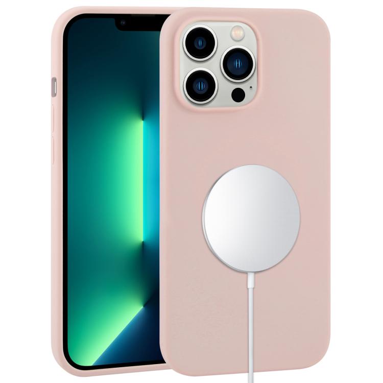 

For iPhone 13 Pro Liquid Silicone Full Coverage MagSafe Phone Case(Pink Sand)