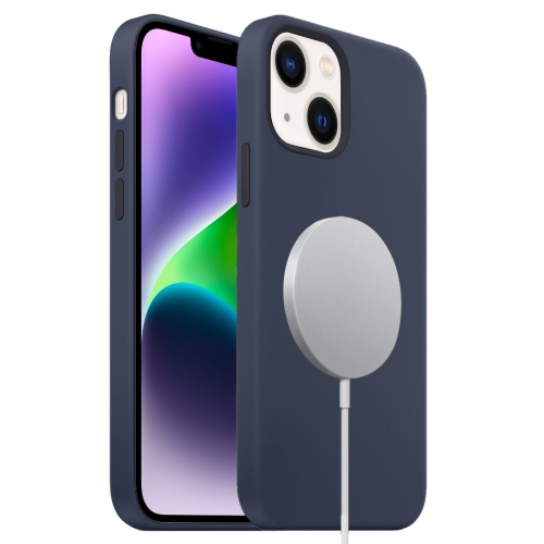 

For iPhone 14 MagSafe Liquid Silicone Full Coverage Phone Case(Navy Blue)