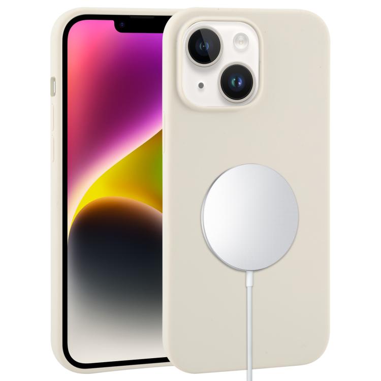 

For iPhone 14 Liquid Silicone Full Coverage MagSafe Phone Case(Antique White)