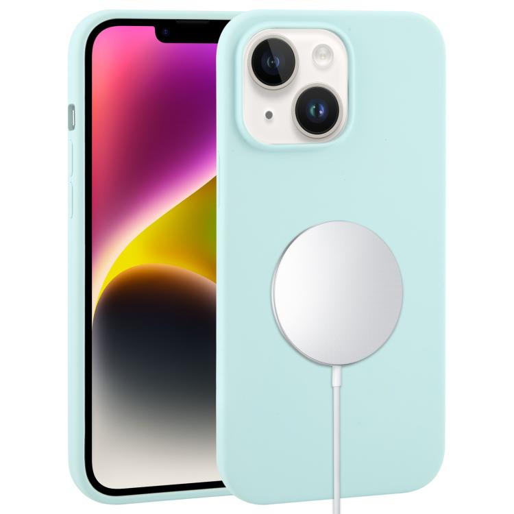 

For iPhone 14 Liquid Silicone Full Coverage MagSafe Phone Case(Cyan)