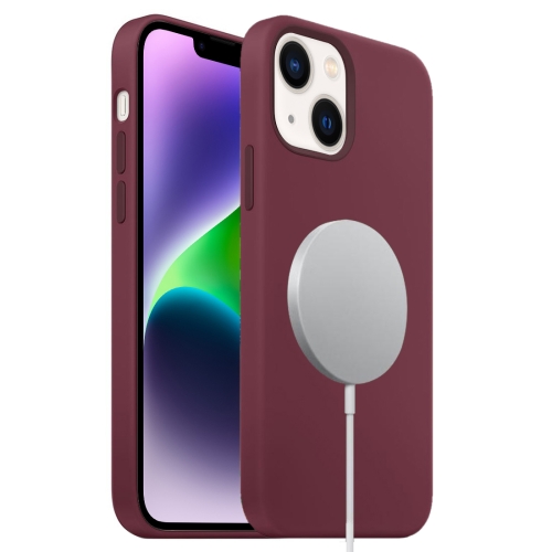 

For iPhone 14 Plus MagSafe Liquid Silicone Full Coverage Phone Case(Wine Red)