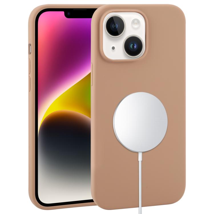 

For iPhone 14 Plus Liquid Silicone Full Coverage MagSafe Phone Case(Brown)