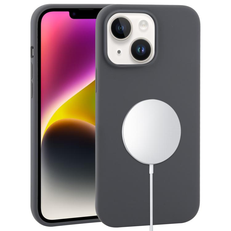 

For iPhone 14 Plus Liquid Silicone Full Coverage MagSafe Phone Case(Midnight Black)