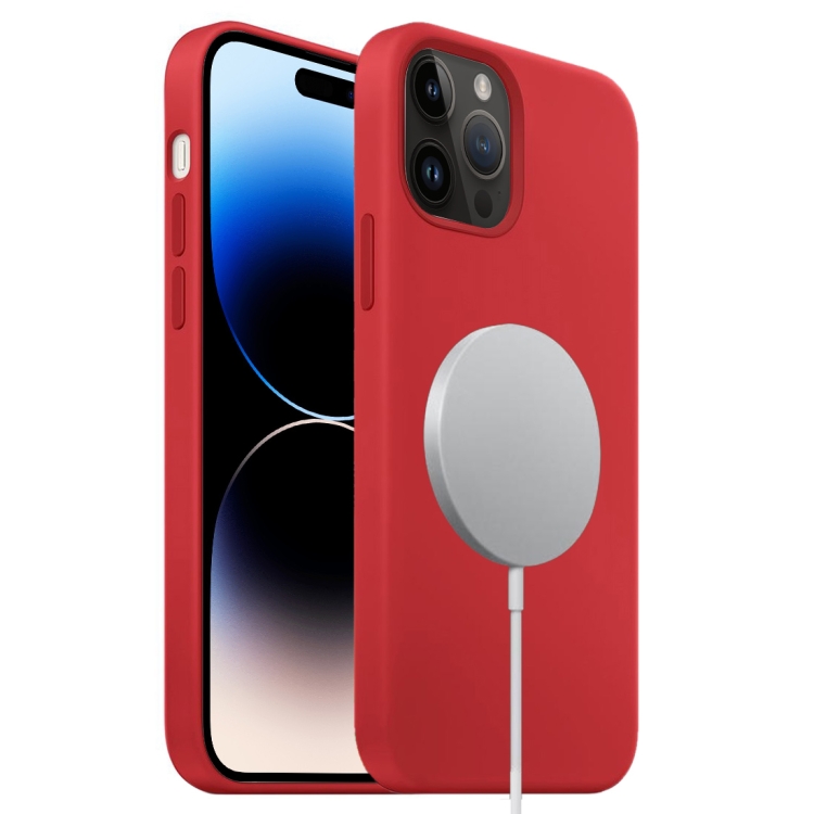 

For iPhone 14 Pro Max Liquid Silicone Full Coverage MagSafe Phone Case(Red)