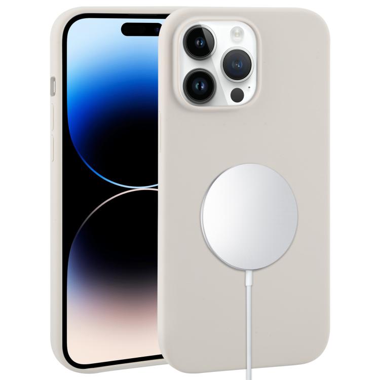 

For iPhone 14 Pro Max Liquid Silicone Full Coverage MagSafe Phone Case(Light Grey)