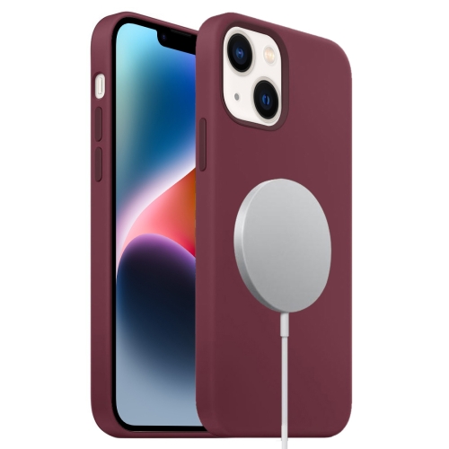 

For iPhone 15 MagSafe Liquid Silicone Full Coverage Phone Case(Wine Red)