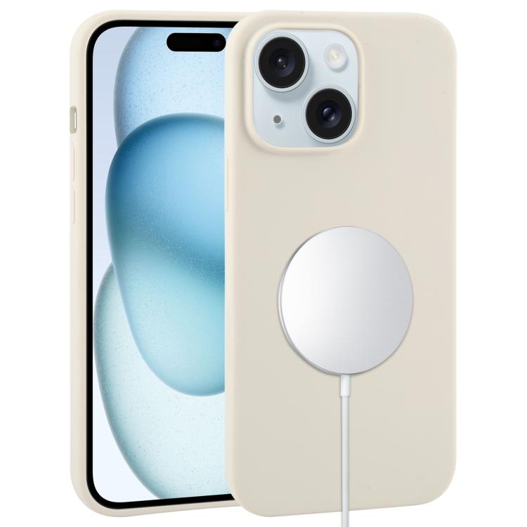 

For iPhone 15 Liquid Silicone Full Coverage MagSafe Phone Case(Antique White)