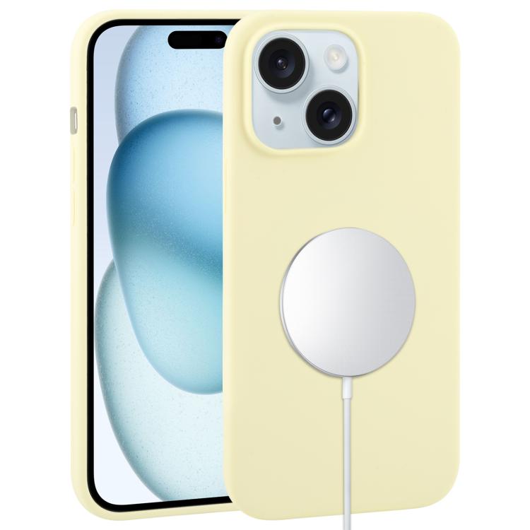 

For iPhone 15 Liquid Silicone Full Coverage MagSafe Phone Case(Light Yellow)