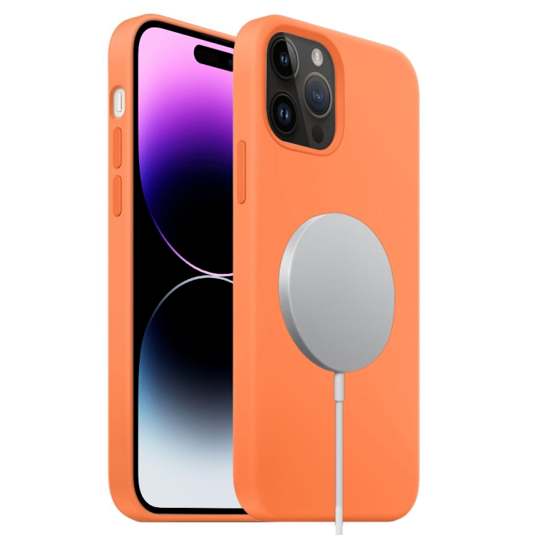 

For iPhone 15 Pro Liquid Silicone Full Coverage MagSafe Phone Case(Orange)