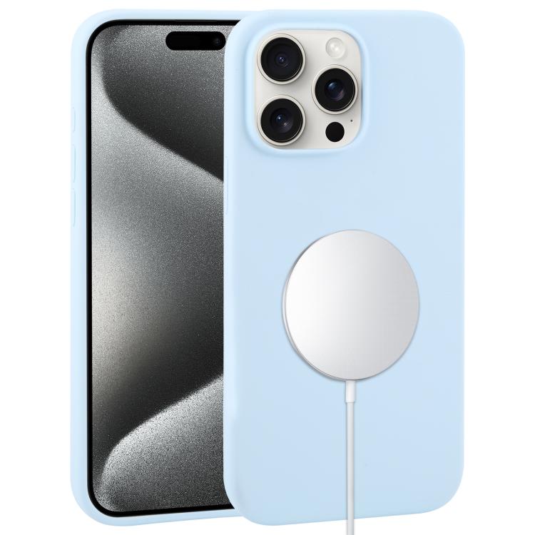 

For iPhone 15 Pro Liquid Silicone Full Coverage MagSafe Phone Case(Sierra Blue)